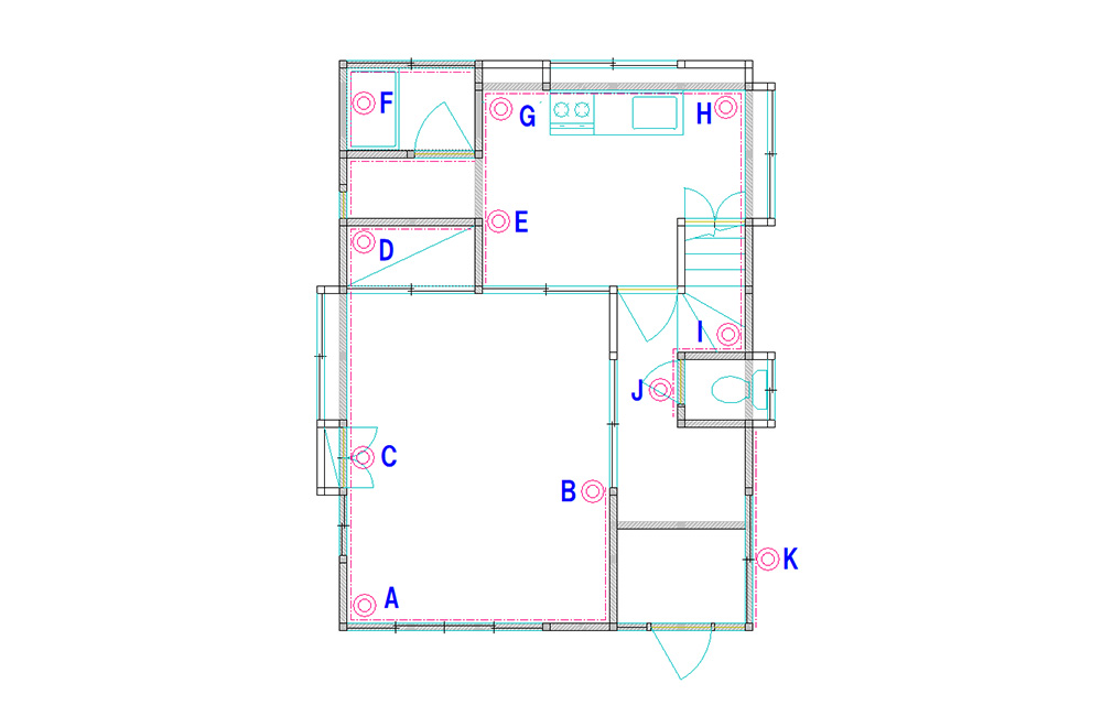 東京都杉並区K様邸アンダーピニング沈下修正工事（家の傾き修正）施工実績【図面】施工図