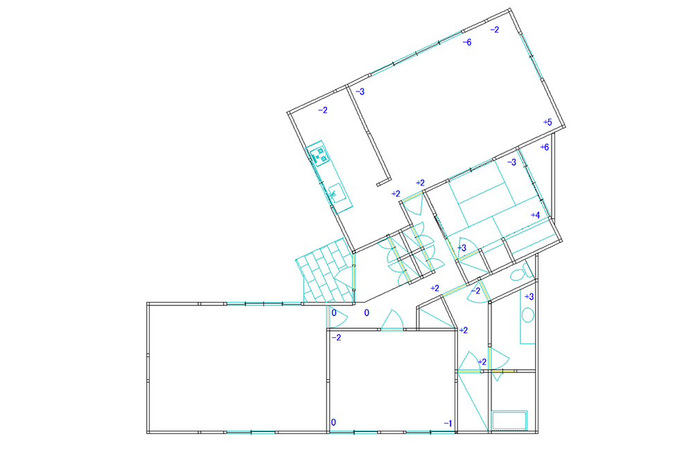 静岡県掛川市M様邸アンダーピニング沈下修正工事(家の傾き修正)施工実績【図面】施工後-計測レベル値